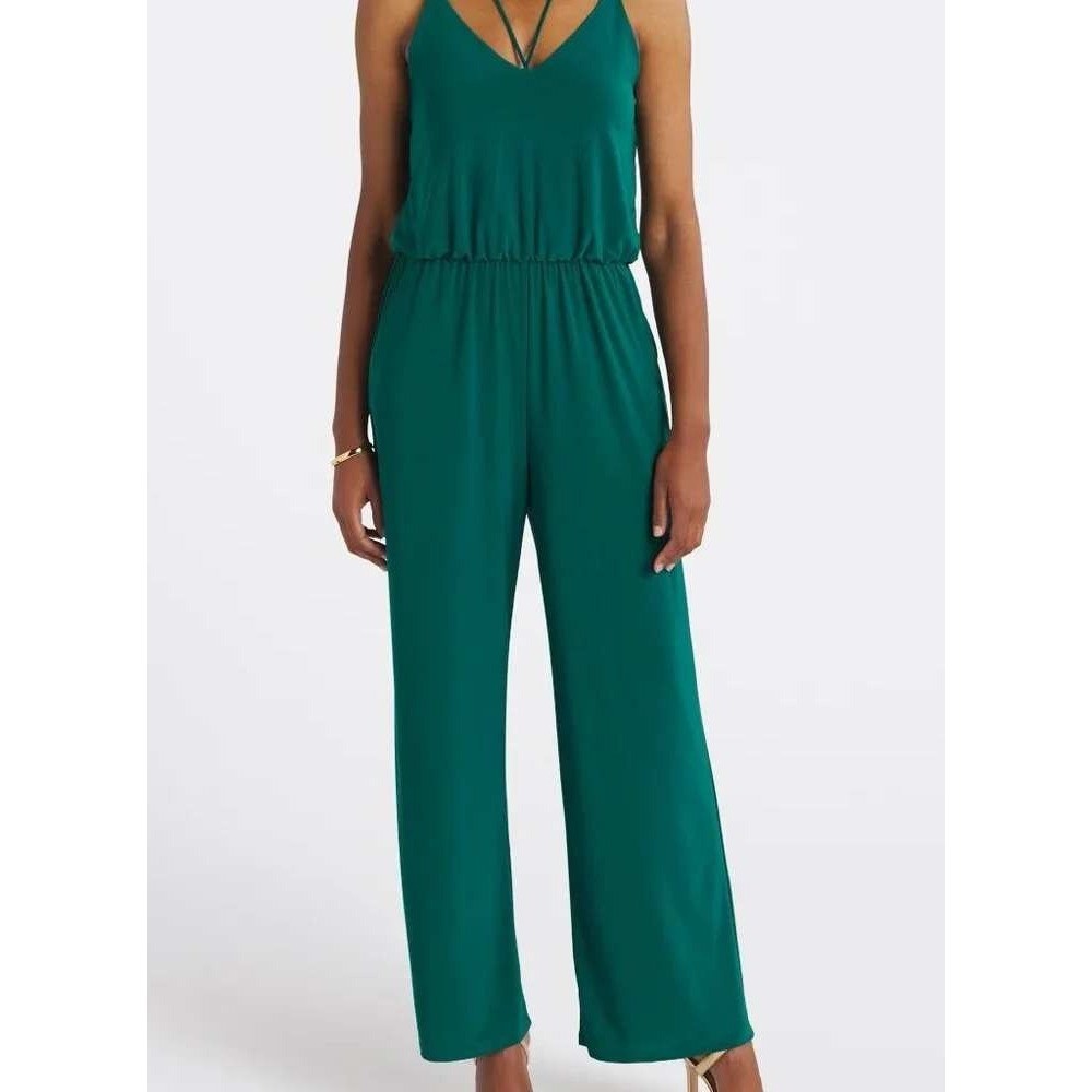 Gilli Rita Strappy Jumpsuit Emerald Green Small Stitch Fix NWT